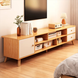 Living Room Tv Cabinet Home New Simple Log Style Floor-Standing Tv Cabinet Storage Storage Cabinet Integrated Tv Cabinet