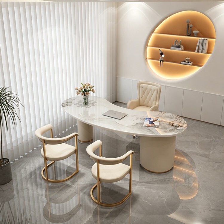 Beauty salon consultation table, light luxury rock slab desk, computer desk, workbench, female boss office desk, 2026 new model Beauty salon consultation table, light luxury rock slab desk, computer desk, workbench, female boss office desk, 2026 new model