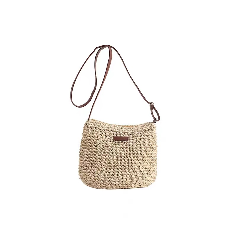 New Handmade Crochet Woven Bag Crossbody Bag Korean Fashion Beach Bag Casual All-match Straw Woven Bag Women's Bag