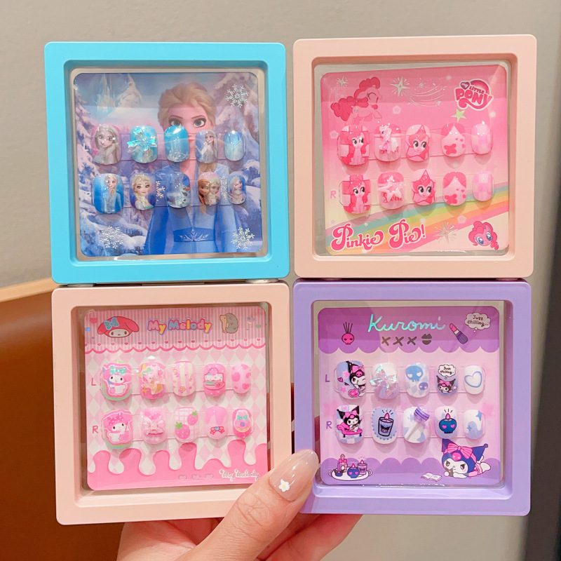 Children's Kuromi Nail Stickers Girls Wear Nail Cartoon Stickers Girls New Elsa Removable Nail Art Stickers