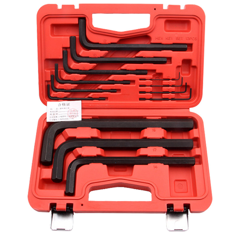 捷科PM-B13平头内六角扳手套装加长铬钒钢加硬公制13件套1.5-19mm