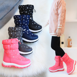 Children's Snow Boots 2025 Winter New Snowflake High-Top Cute Fashionable Cotton Shoes Casual Soft-Soled Warm Boots Wholesale