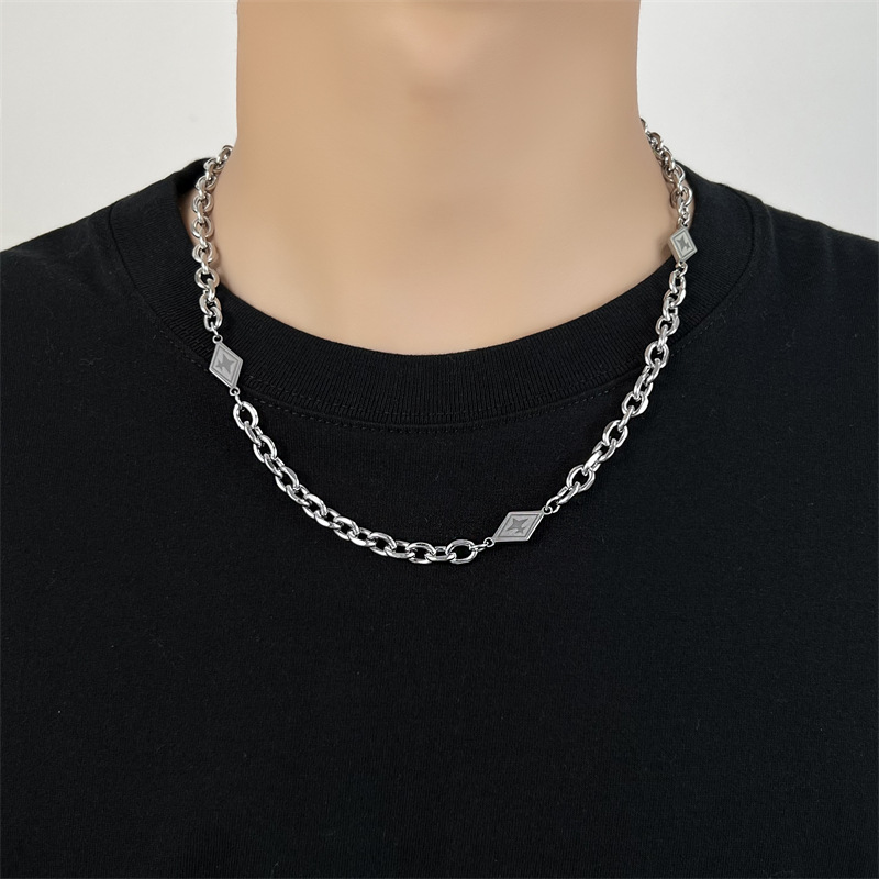 38g Weight Hip-Hop Vintage Style Rhombus Titanium Steel Polishing Men's Necklace Men Chain Necklaces