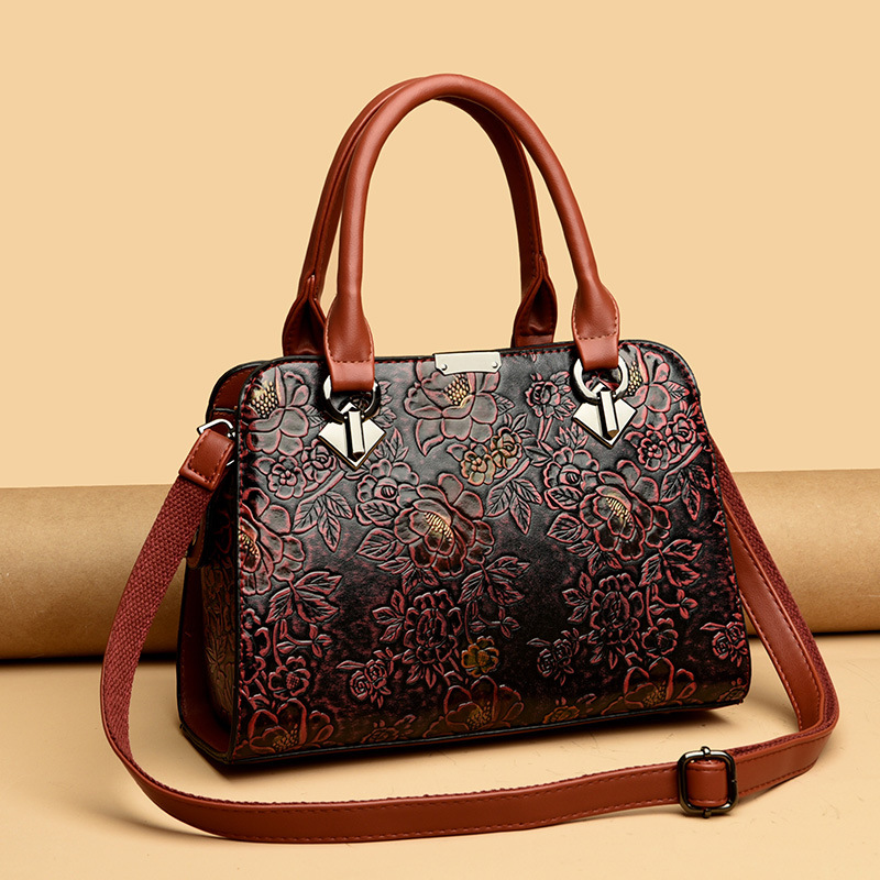 Bolso de mujer de estilo chino 2023 nueva moda de charol bolso de Madre de mediana edad estilo étnico bolso de gran capacidad bolso de hombro