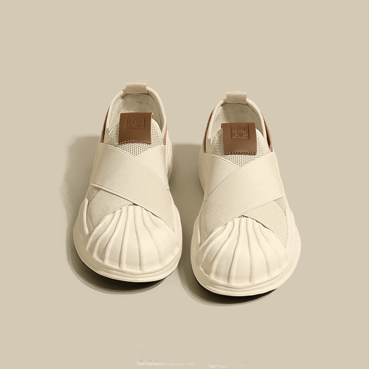 Thick-Soled White Shoes for Women 2024 New Cross-Knit Casual Sports Shoes Dissolving Sole Whiteboard Shoes Lazy Shoes for Women