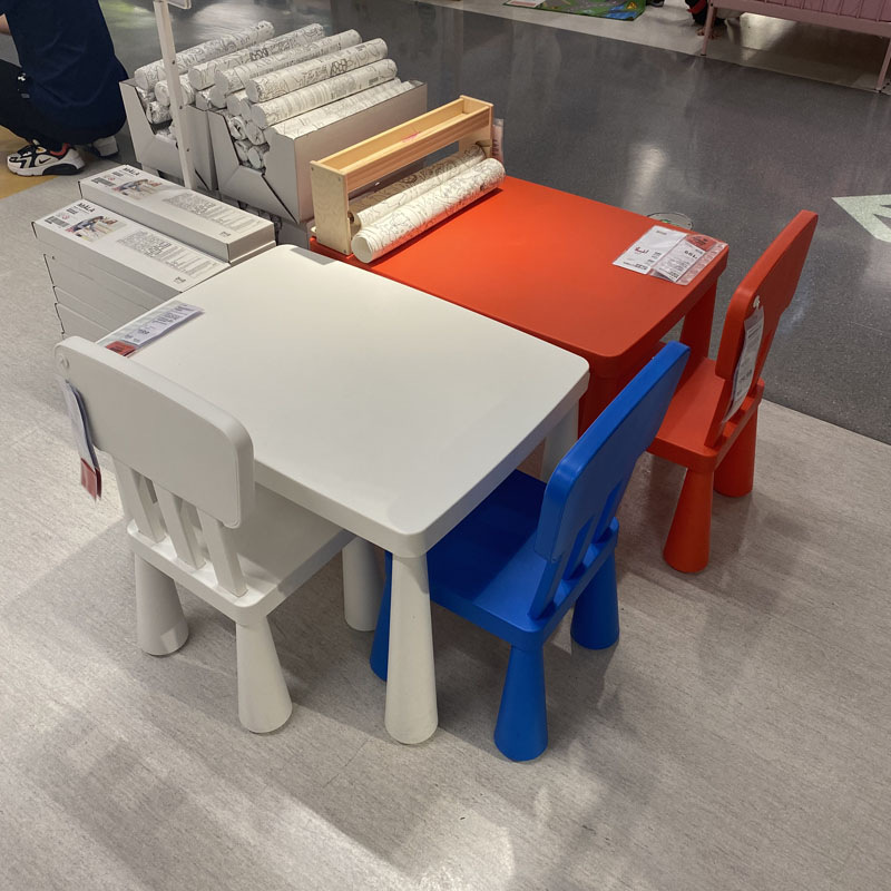 Kindergarten Kidsren's Table and Chair Set Household Baby Learning Desk Desk Thickeneded Simple Plastic Square Table and Chair