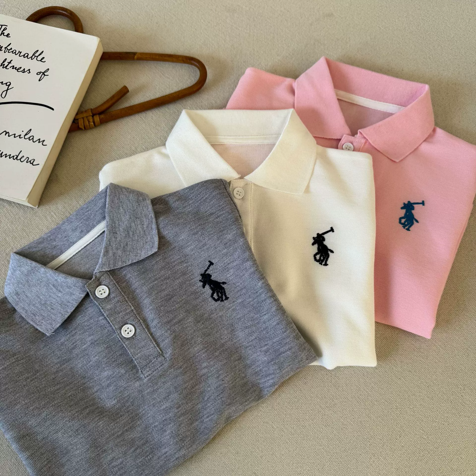 儿童polo衫2025夏季男童女童新款翻领刺绣纯色宝宝上衣潮酷童装