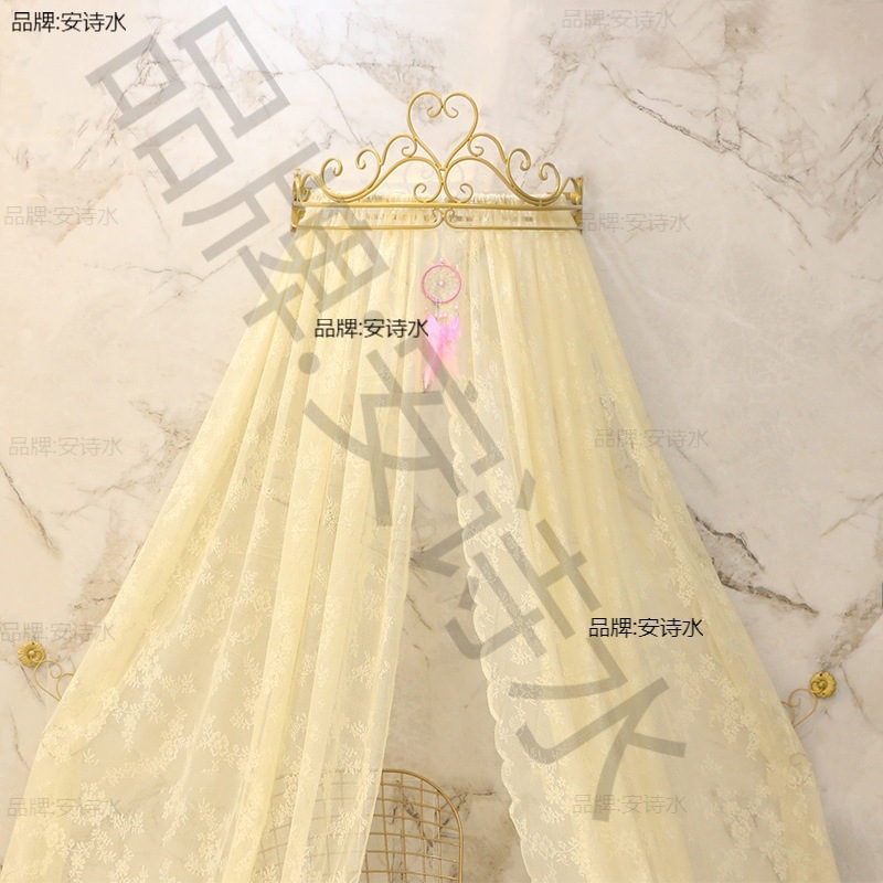 Princess Crown Bed Curtain Lace Bedside Curtain Gauze Ceiling Dome Mosquito Net Palace Korean Wedding Decoration