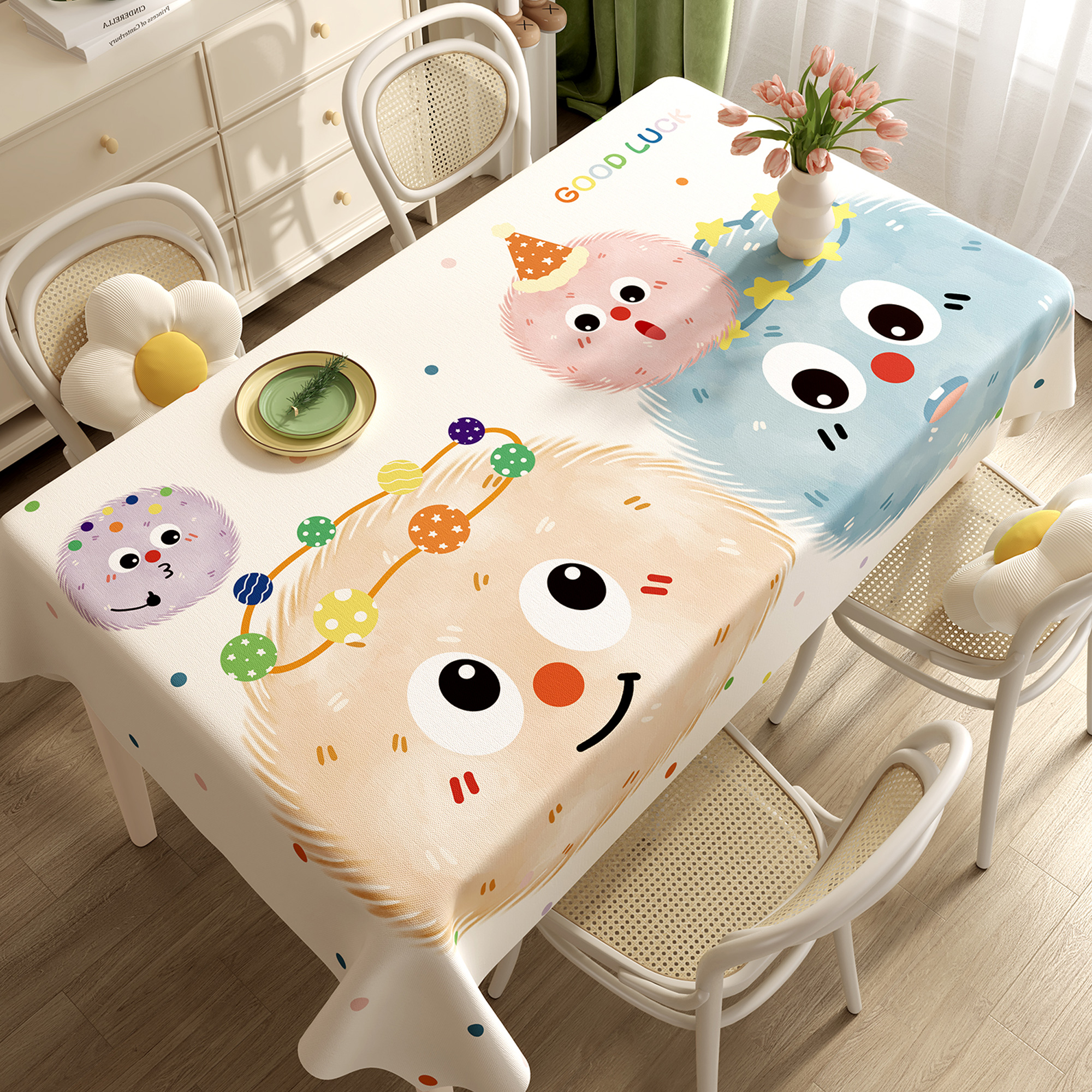 Dopamine Tablecloth Waterproof and Oil-Proof No-Wash Heat-Insulating Anti-Scalding Cartoon Tablecloth Rectangular Accessible Luxury High-End Table Mat