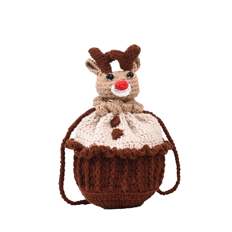 Christmas new fashion Korean version of children's women's wool crochet bag finished crossbody accessories small bag