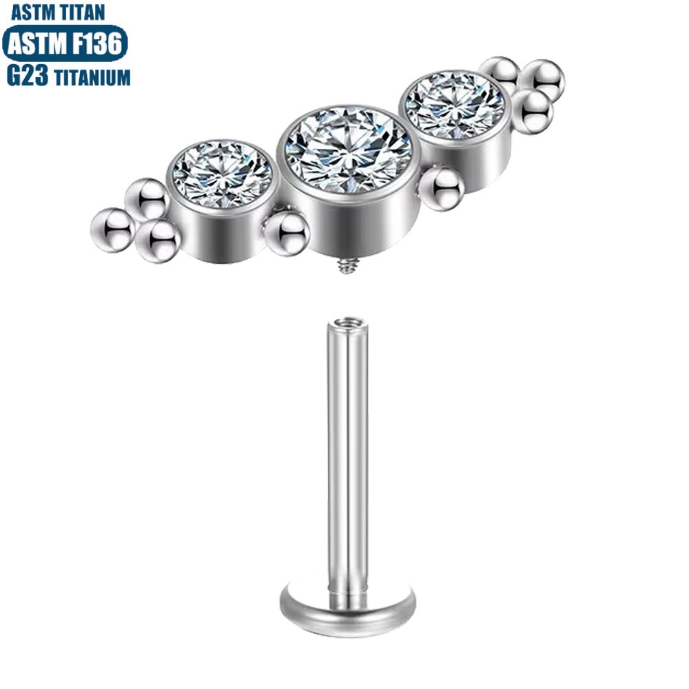 Labret piercing jewelry detail image