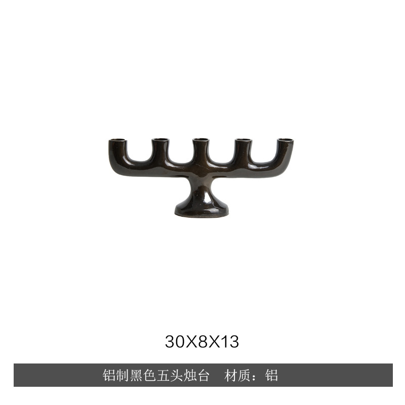알루미늄 블랙 5등 촛대 (30*8*13cm)