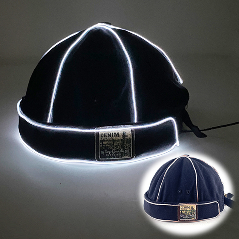 Japón Inglés LED retro gorra de piel de melón hombre hip-hop coreano estilo boina calle sin techo gorra mujer