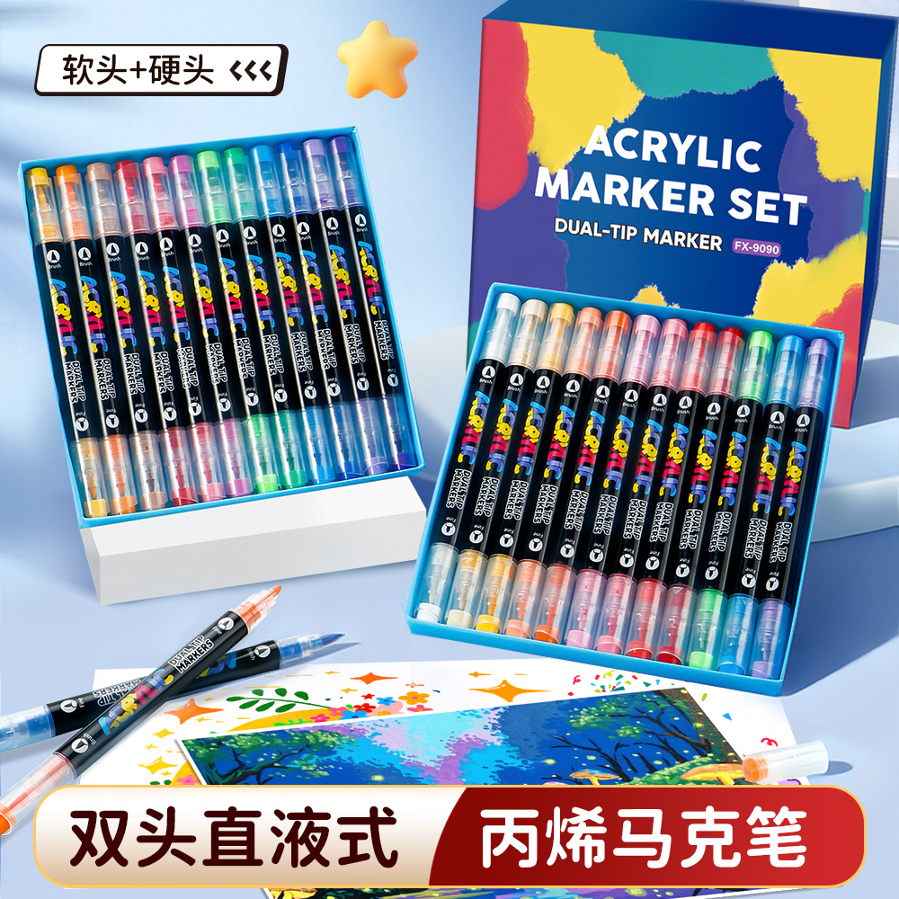 Doble cabeza de acrílico blando rígido tipo líquido directo marcador de color 168 estudiantes dibujo DIY graffiti blando marcador de cabeza mayorista