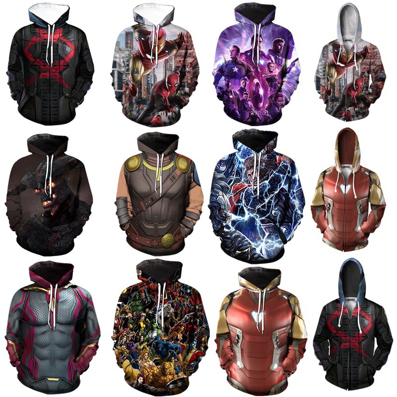 Marvel Avengers Sweatshirt 3D Digital Printing America Captain Iron Man Casual Loose Hooded Jacket Men