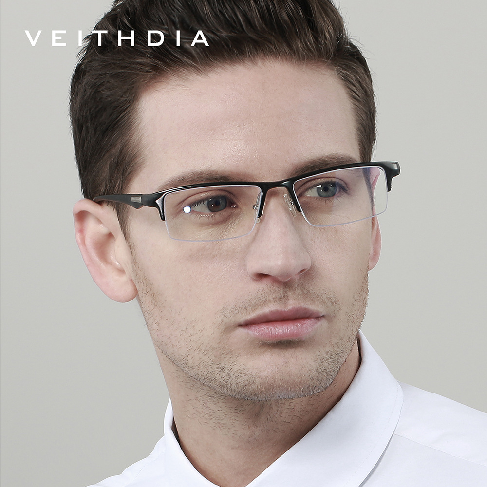 Aluminio y magnesio TR90 medio marco anti-luz azul miopía marco cuadrado para hombres TR simple negocio cómodo 8777