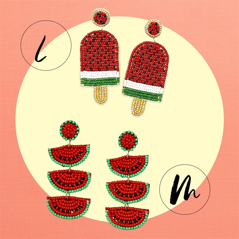 1 Pair Hip-Hop Watermelon Glass Drop Earrings display picture 6