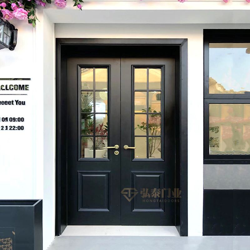 Cast Aluminum Villa Door Double Door Glass Entrance Door Rural Self-Built House French Double Door