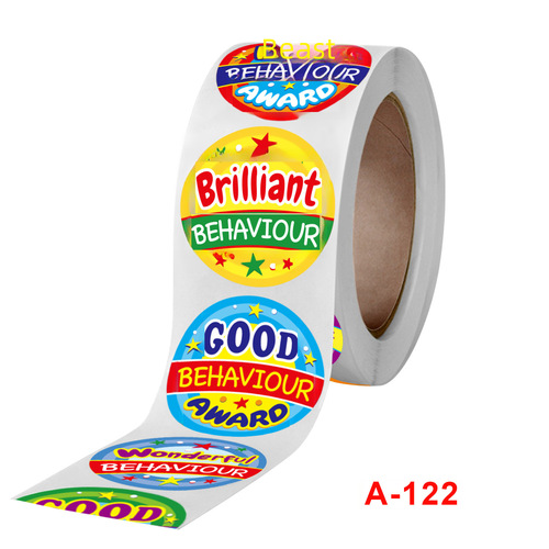 New Style Roll School Children's Toy Colorful Round Sticker Reward and Motivational Sticker 500pcs/Roll