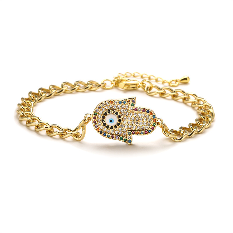 Fashion Palm Copper Bracelets Plating Zircon Copper Bracelets