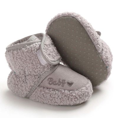 Female baby Snow boots Baby 01 Cotton-padded shoes Plush winter men and women baby 3-6-12 non-slip