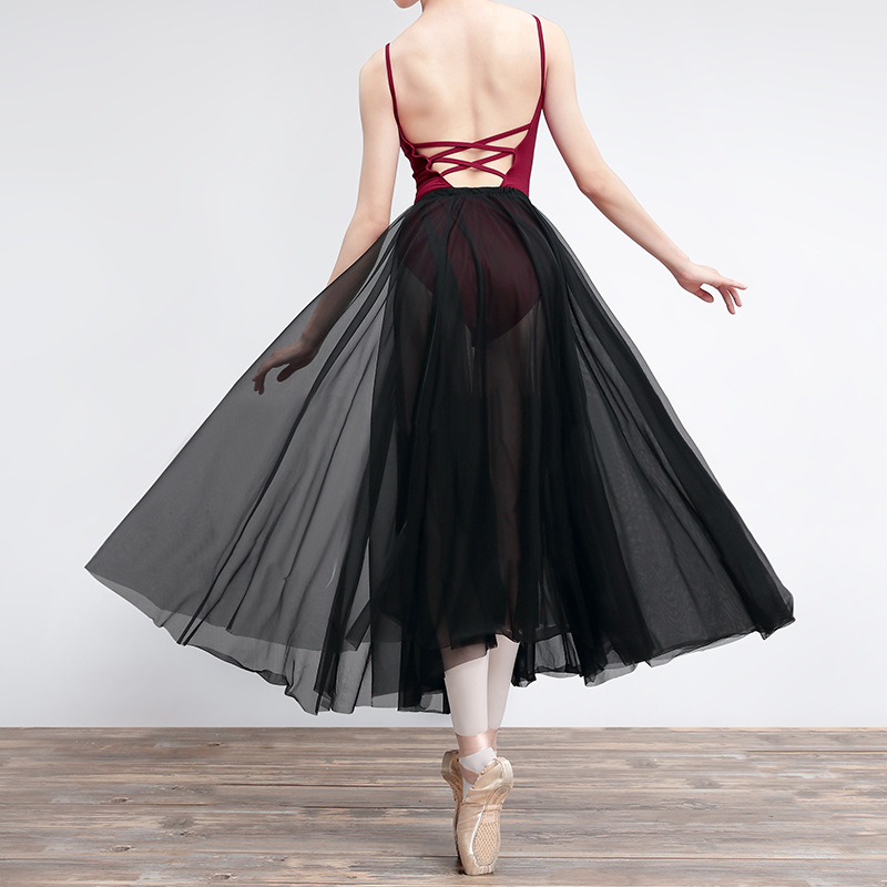 Falda de Ballet para adultos ropa de práctica de baile falda de maestro larga de mujer falda de gasa suave de media longitud falda de foto de ballet base ropa de entrenamiento image 4