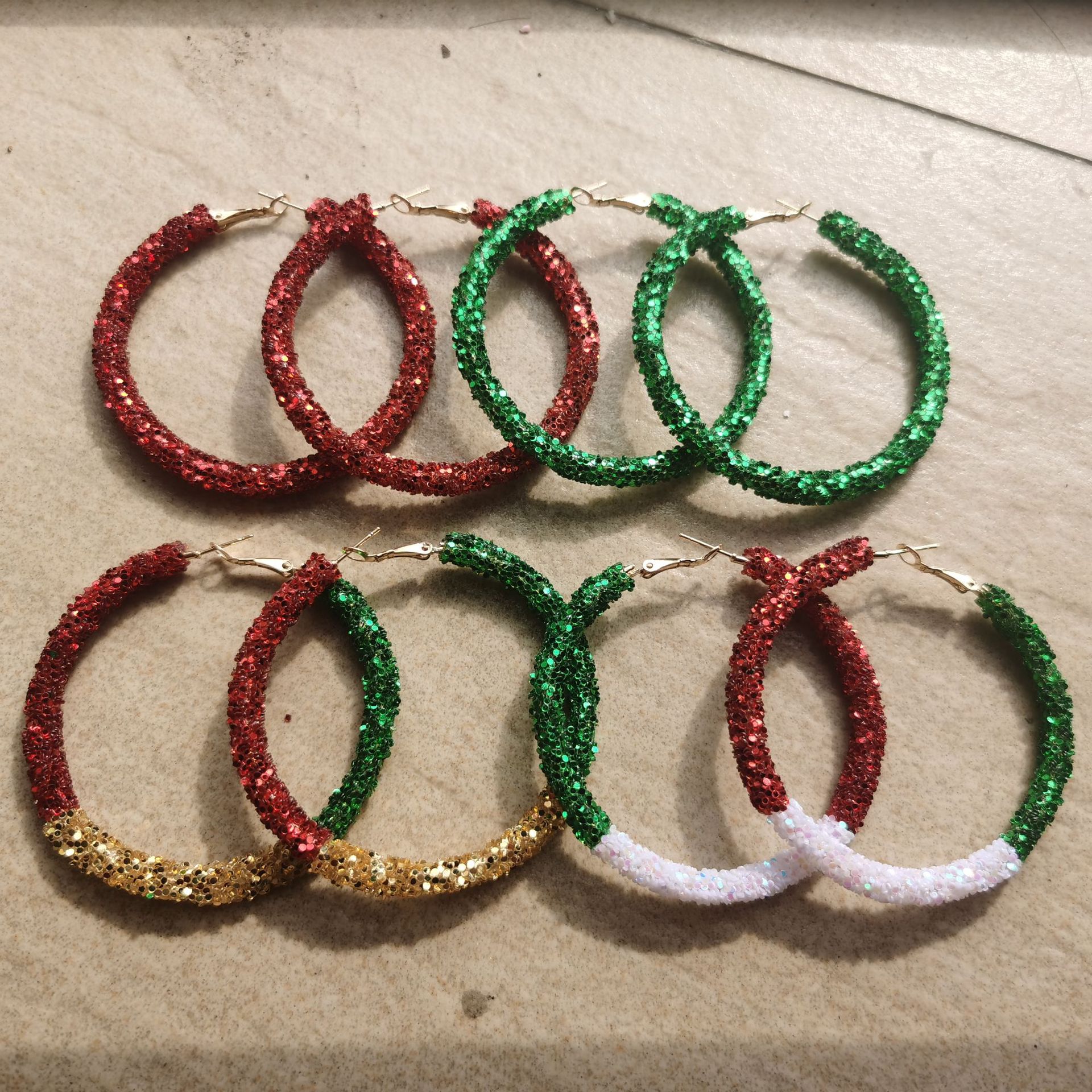 Cross-Border Supply Christmas Atmosphere Color Matching Exaggerated Large Earrings Christmas Colorfulful Candy Colorful Earrings