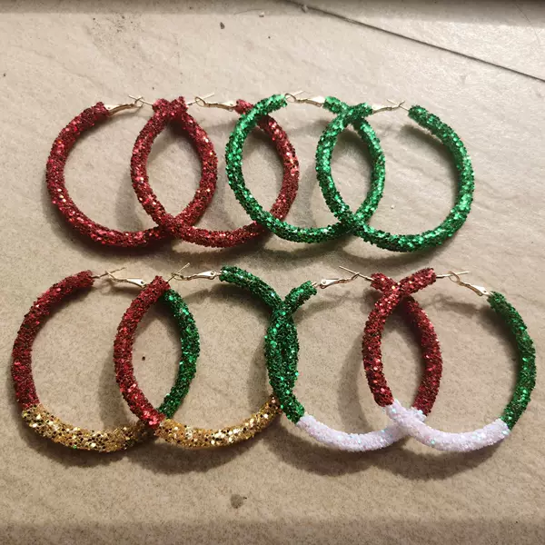 Cross-Border Supply Christmas Atmosphere Color Matching Exaggerated Large Earrings Christmas Colorfulful Candy Colorful Earrings