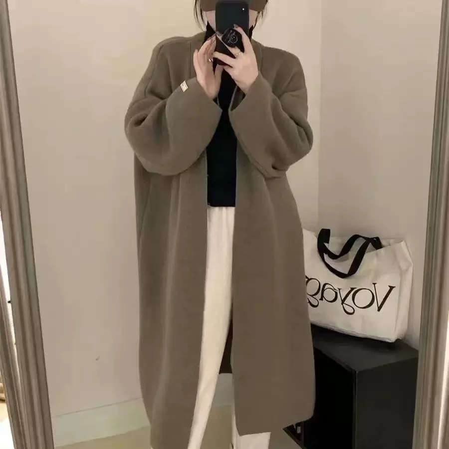 秋季中长款毛衣外套女装设计感慵懒风过膝宽松感针织开衫大衣