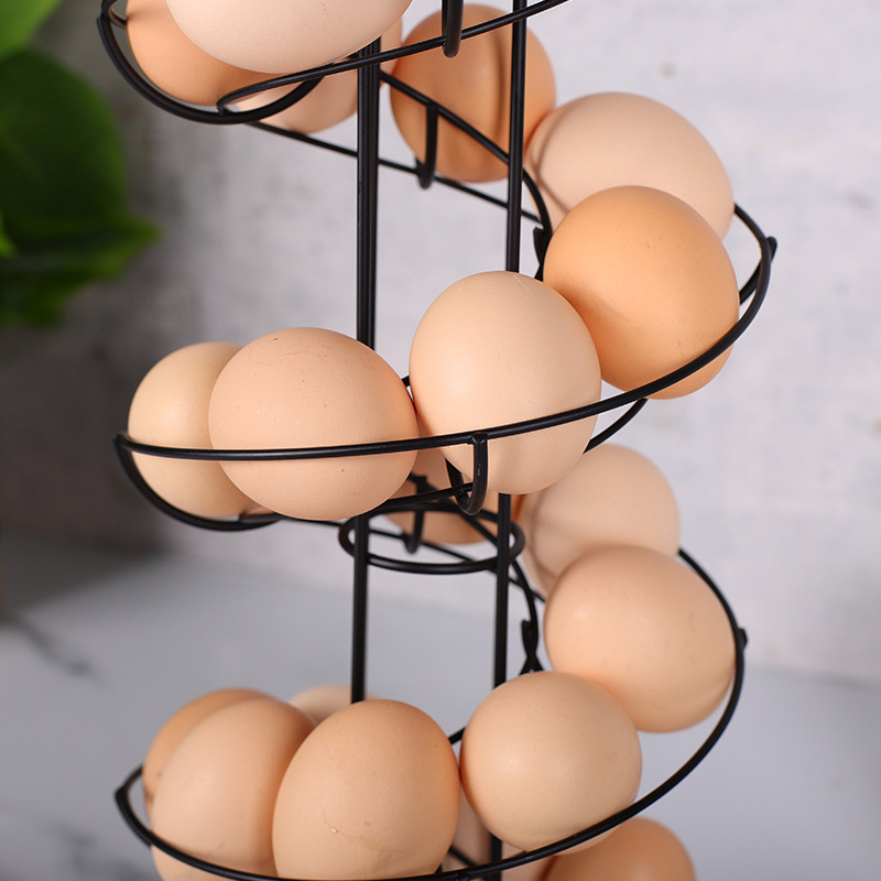Estante de huevos de paso alto al por mayor transfronterizo tipo espiral huevos colgantes portátiles de cocina estante de almacenamiento multipropósito