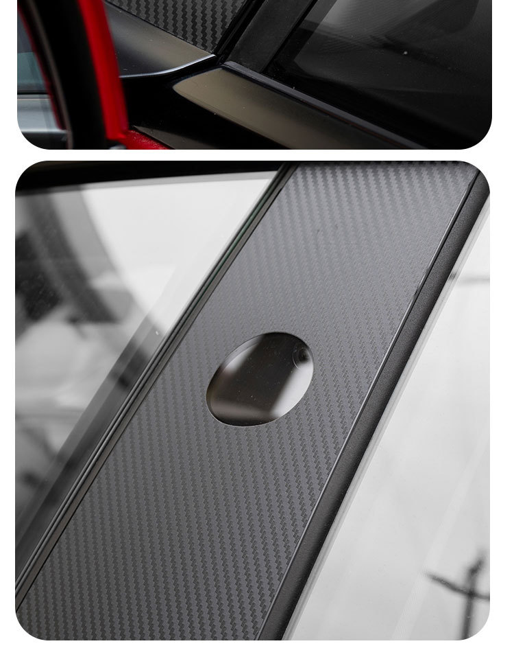 Suitable for Tesla Model Y New Version Model 3 A+B Pillar Stickers Car Exterior Accessories Carbon Fiber Pattern Stickers