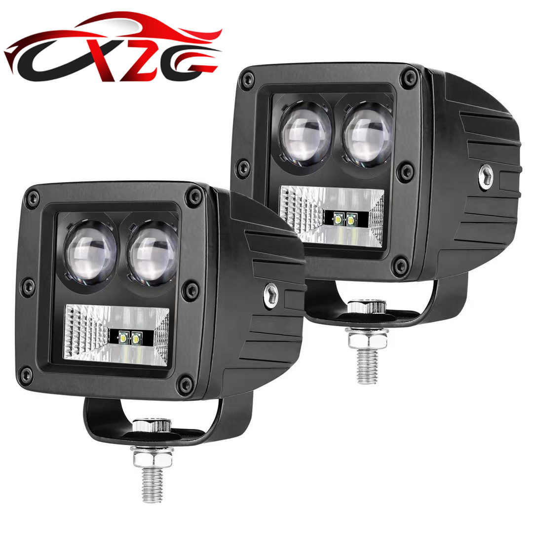 汽车LED小方灯 5珠聚光透镜20W射灯 前后杠照明灯刹车灯雾灯