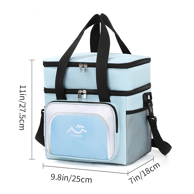 Bolsa de almuerzo de doble capa portátil bolsa de aislamiento térmico bolsa de picnic al aire libre bolsa de almuerzo transfronteriza para trabajadores de oficina con bolsa de comida
