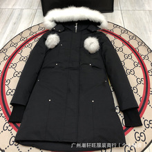 跨境Mose羽绒服加拿大同款01男女中长款外套派克服可选黑色白色