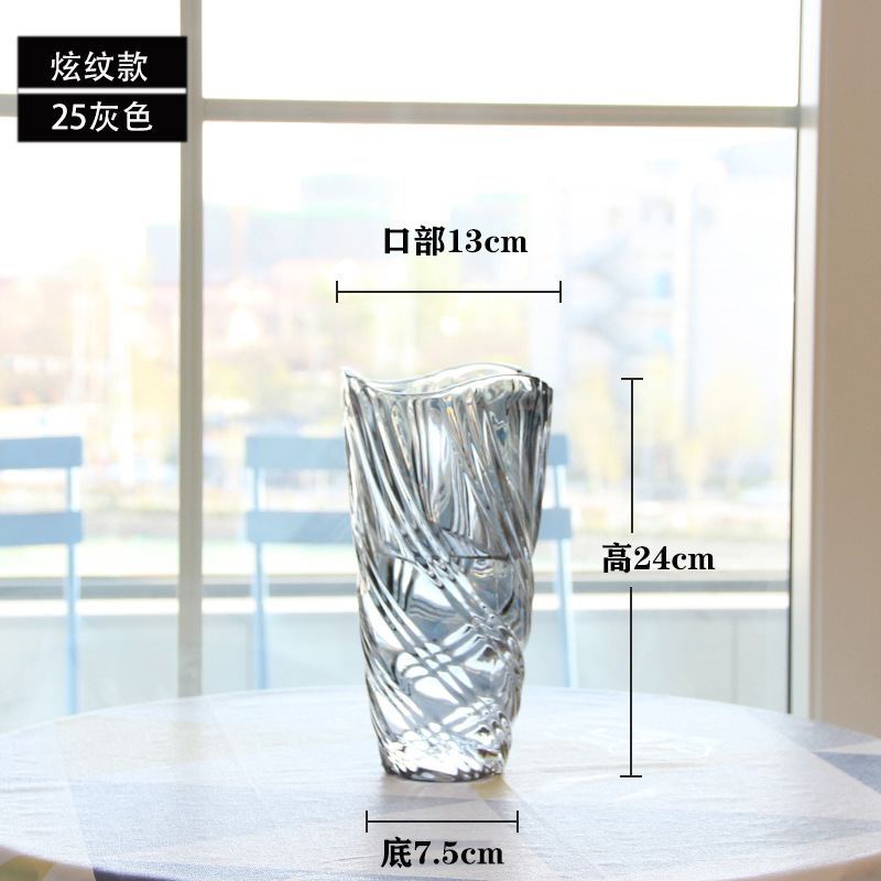 Florero de cristal de Bohemia de lujo ligero de estilo europeo florero transparente de alto aspecto sala de estar arreglo floral decoración artesanía