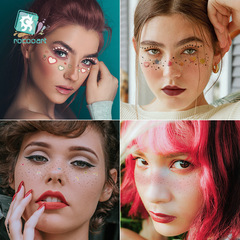 新品跨境防水臉部彩繪貼紙 節日派對音樂節妝容貼紙瑞卡龍tattoo