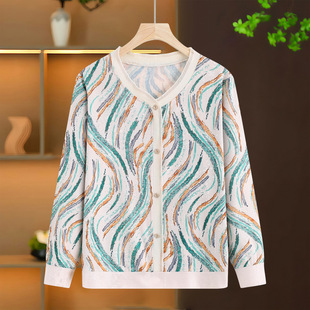 Mother Spring and Autumn 2025 New Knitted Small Shirt Western Style Granny Dress Middle-aged and Elderly Women's Thin Top Cardigan Jacket