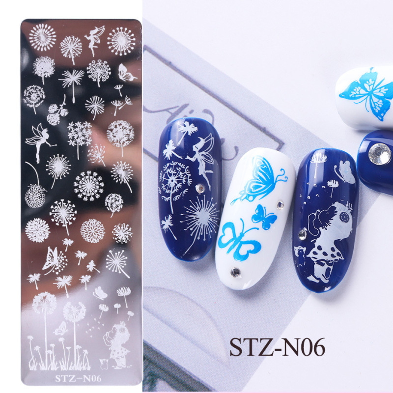 国境を越えたネイルアート鋼板ツール草花蝶薔薇小清新ネイルステンレス鋼板プリントnail|undefined