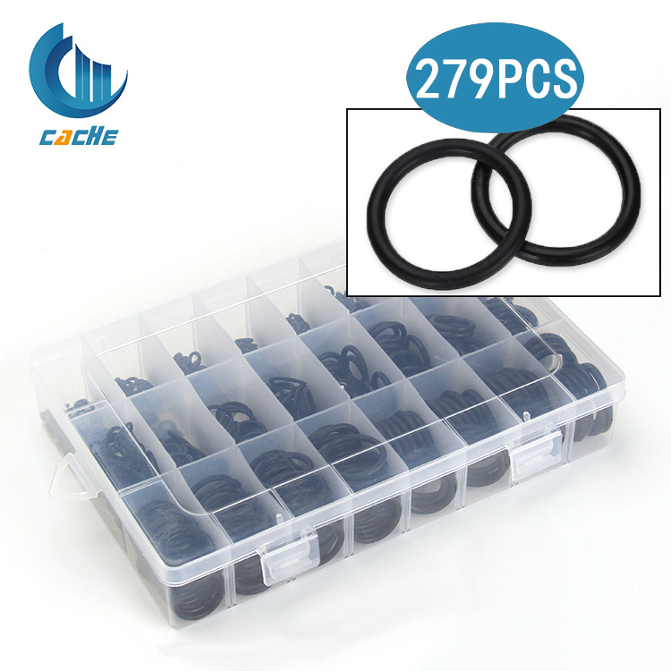279pcs盒装黑色丁腈胶O型圈硅胶 橡胶圆垫圈O型密封圈 防水密封圈