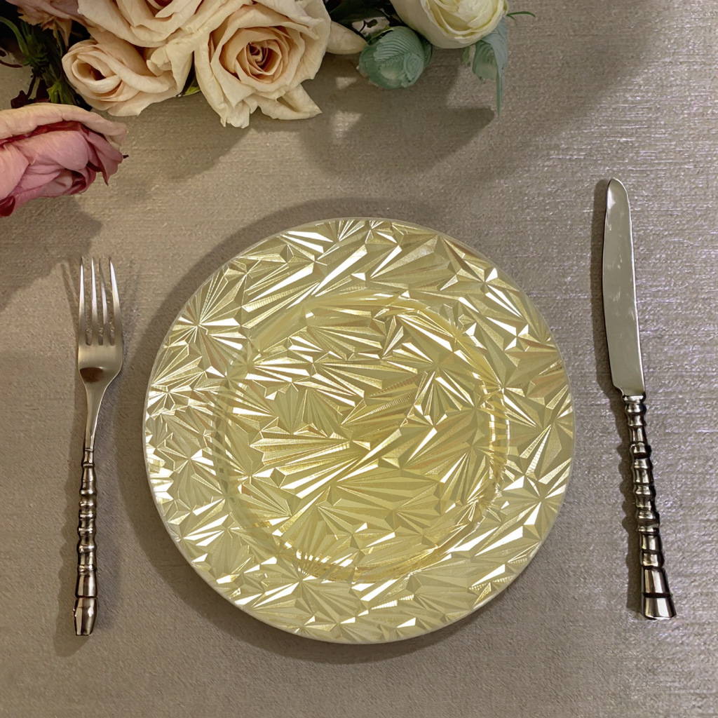 Plato de estilo europeo y americano de material PP plato de plástico textura al por mayor plato de boda hotel resumen comercio exterior puede establecer postres