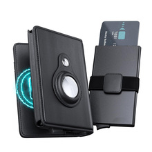 歐美新款磁吸真皮保護套自動彈卡RFID多卡位鋁合金AirTag商務卡包