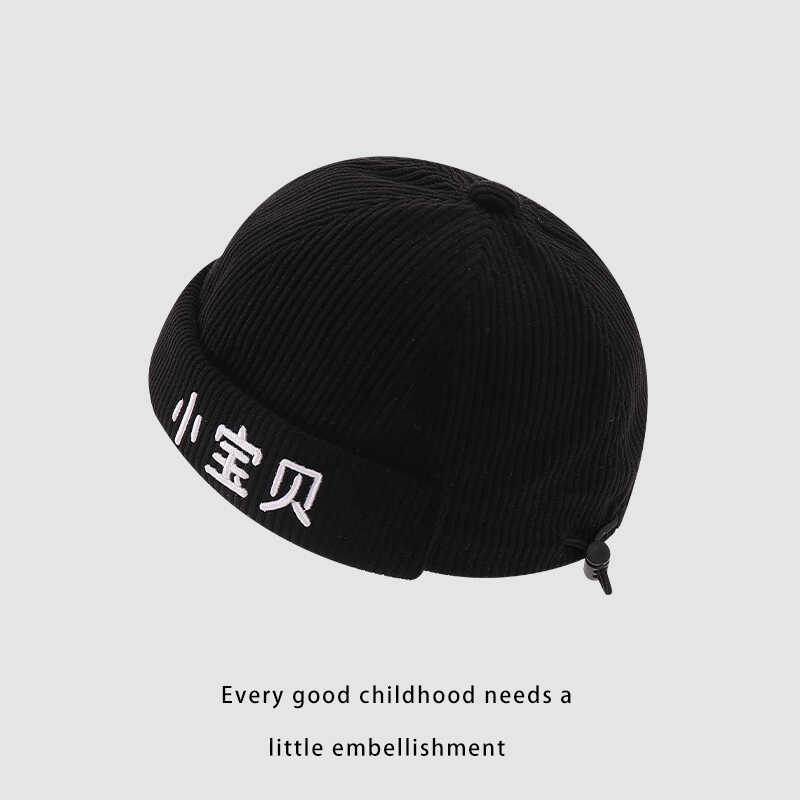 Sombreros de niños otoño y invierno 2024 nueva moda personalidad universal de terciopelo para bebés masculinos sin sombrero