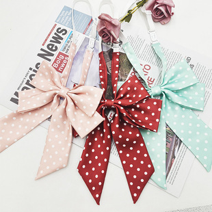 Spot wholesale double-layer beveled polka dot bow tie Fashion new style college style shirt uniform giant long handle JK collar flower