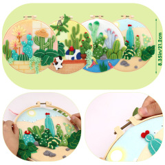 アマゾンの新しいウールフェルトのスタンプの材料は手作りのdiy植物の刺繍のセットを包んで英語の説明書を含みます。