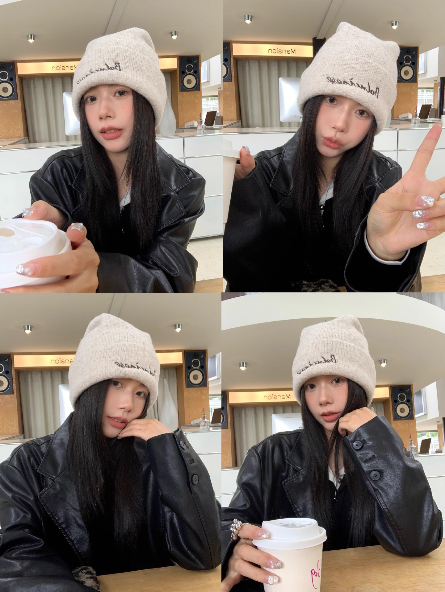 Embroidered Knitted Beanie Hat For Women Warm Wool Blend Winter Cap_voghion.com