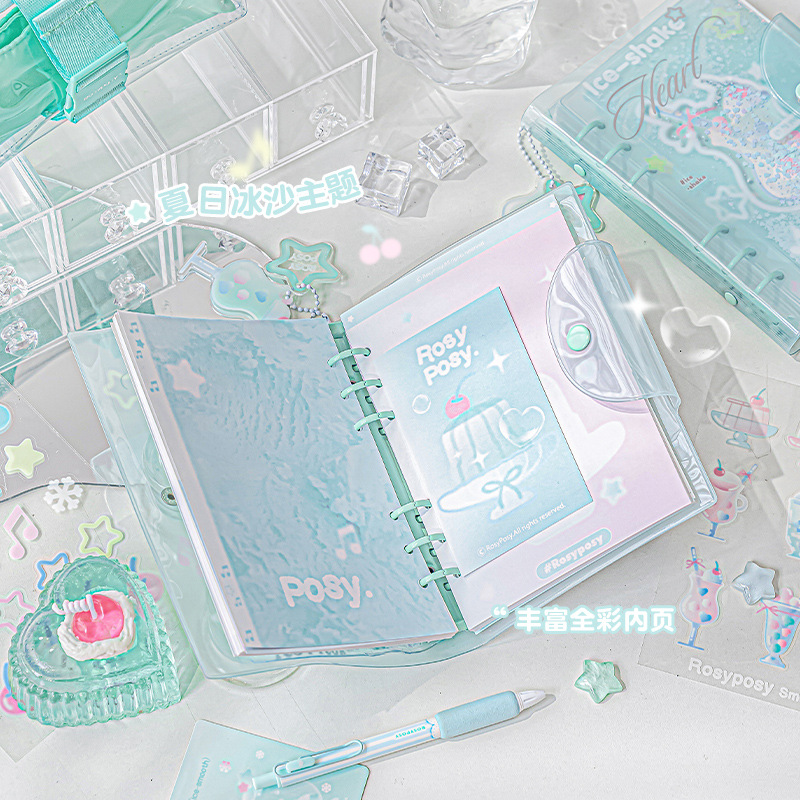 RosyPosy柔設Frostyシリーズ氷砂手帳夏氷砂テーマキラキラ流砂手帳