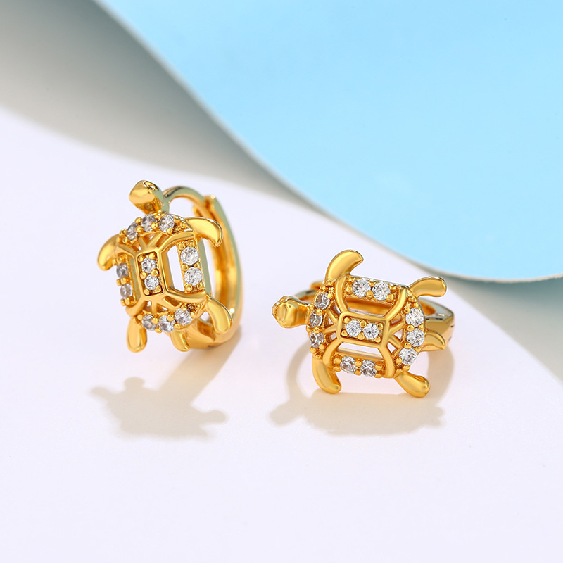 Xuping joyería de dibujos animados tortuga pendientes de orejas chapado en 24K personalidad pendientes de nicho de alta calidad al por mayor