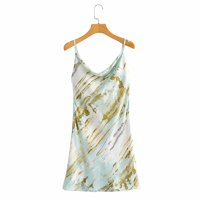 sexy tie-dye printing suspender dress NSAM42035