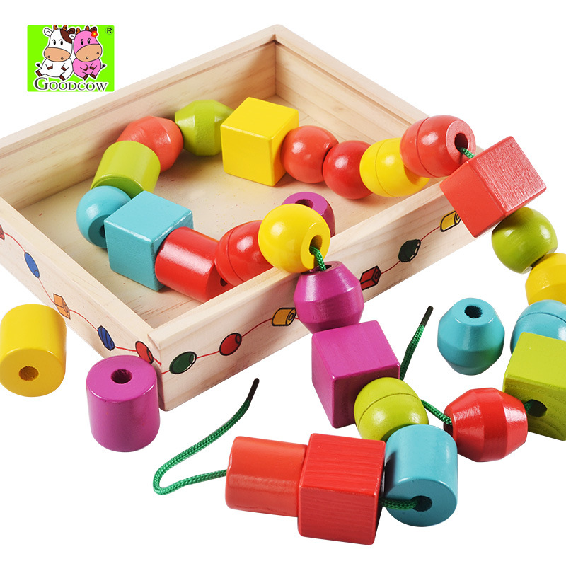 Bloques de Cuentas para Ensartar Madera para Niños