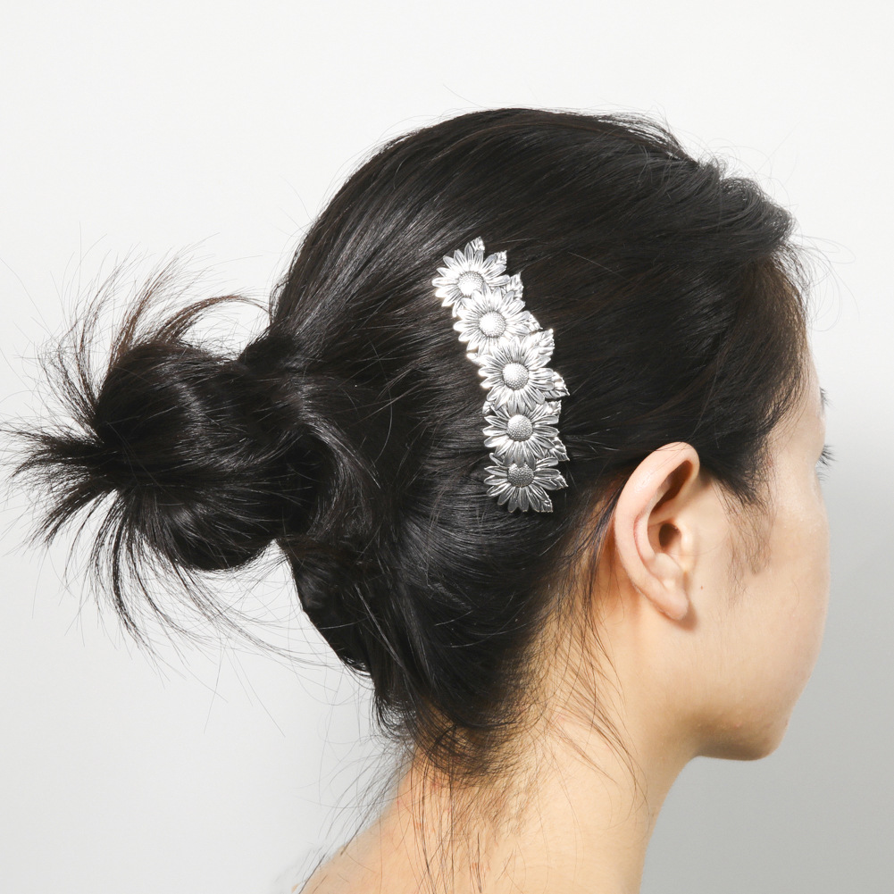 Plating Design Retro Style Retro Sunflower Alloy Plating Hair Clip